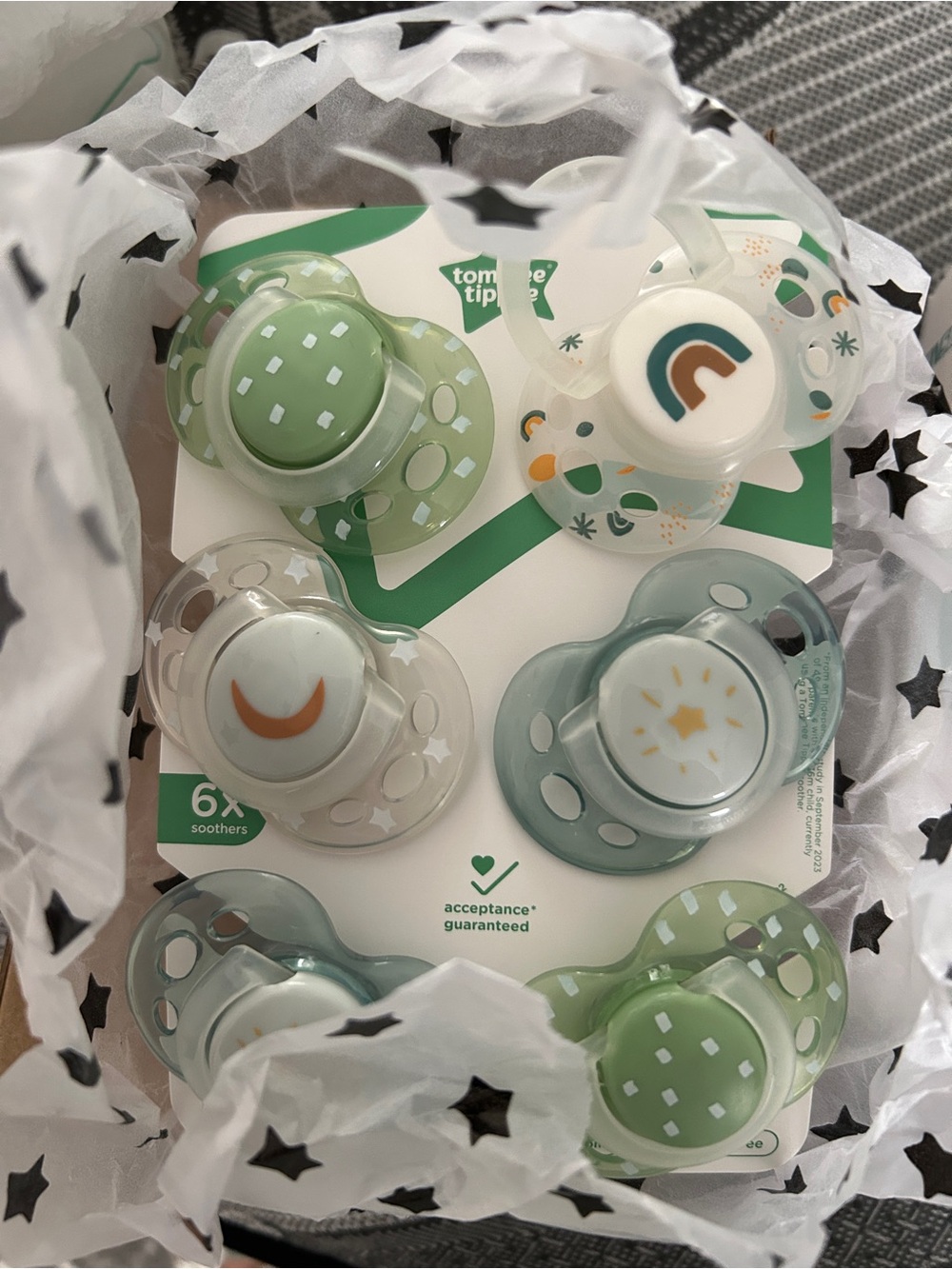Tommee Tippee Baby Pacifier 6-Pack in Green Assortment